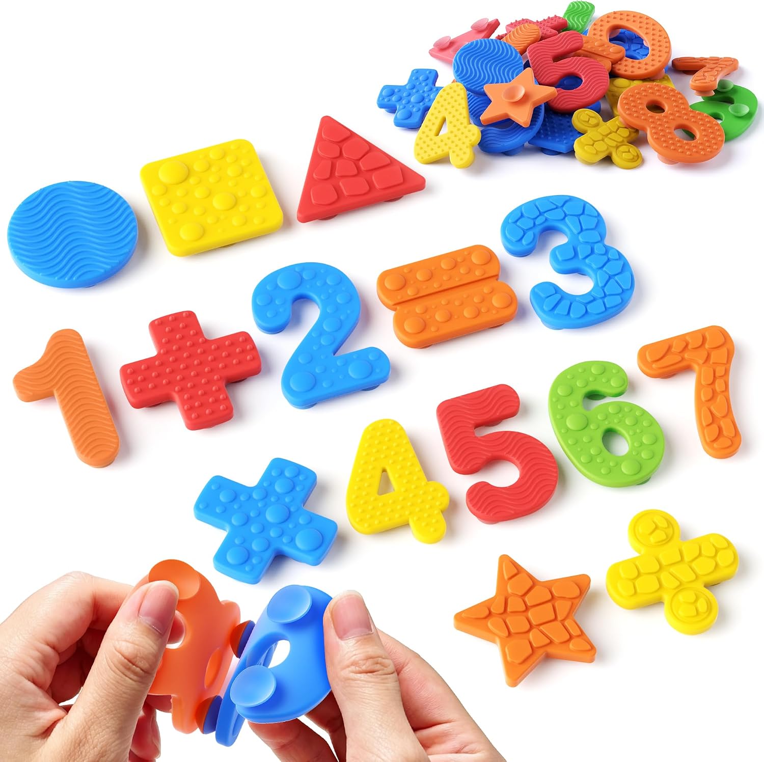 20 PCS Sensory Bath Toys with Suction Cup,Textured Numbers Fidget Toys