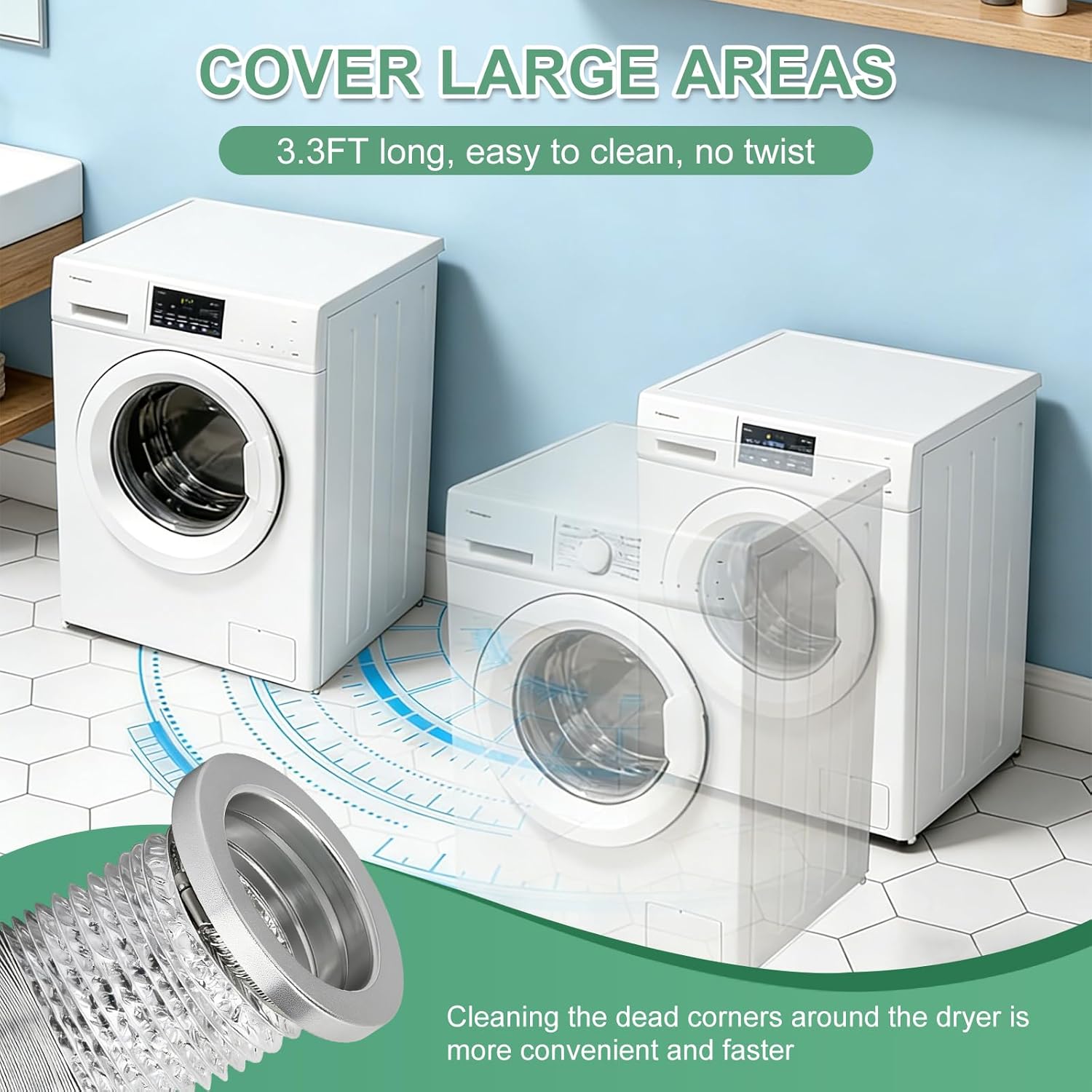 Magnetic Dryer Vent Connector Kit Airtight Seal Magnetic Dryer Vent Coupling Easy to Clean Lint Quick Connect for 4“ Including a 3.3ft Save 4-6in of Space
