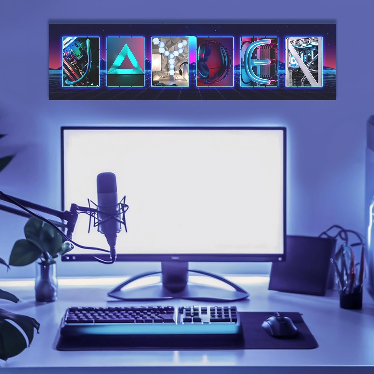 Basic Fundamentals Personalized Name Art Print for Gamers, Custom Gaming Wall Art, Unique Gamer Room Wall Decor, 8"x30" Photoboard (6 Letters)