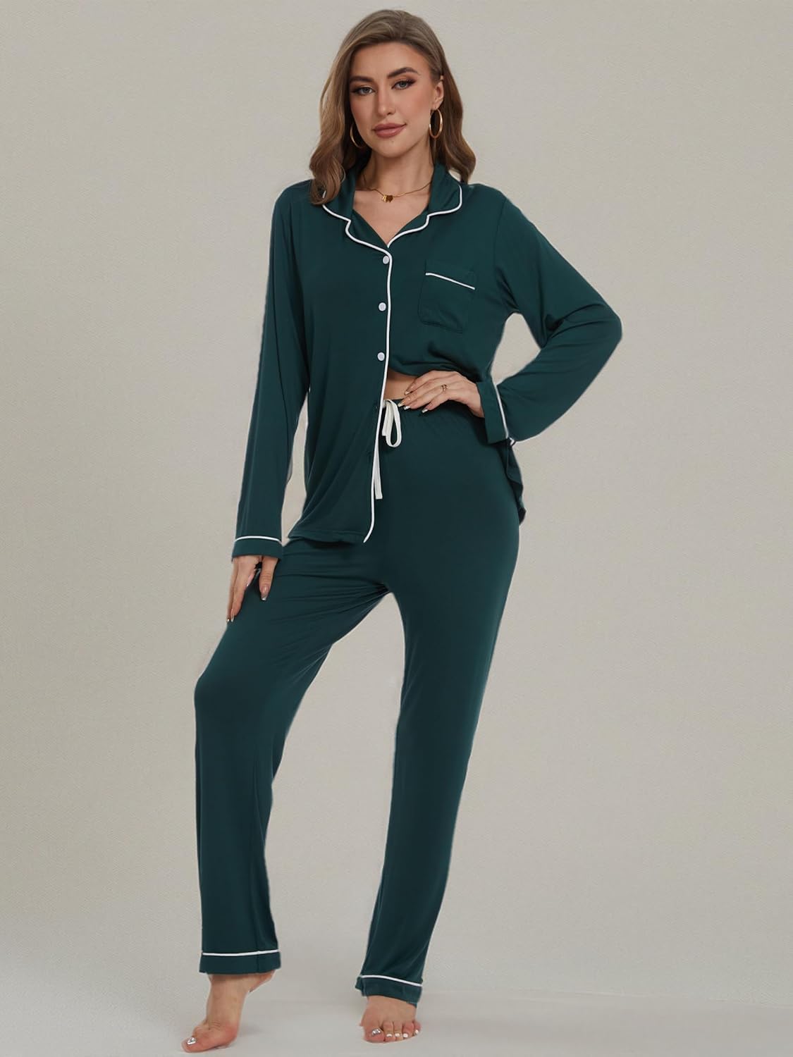Button Up Pajamas for Women Long Sleeve Sleepwear Soft Loungewear Ladies Pjs Set XS-XXL - Image 7