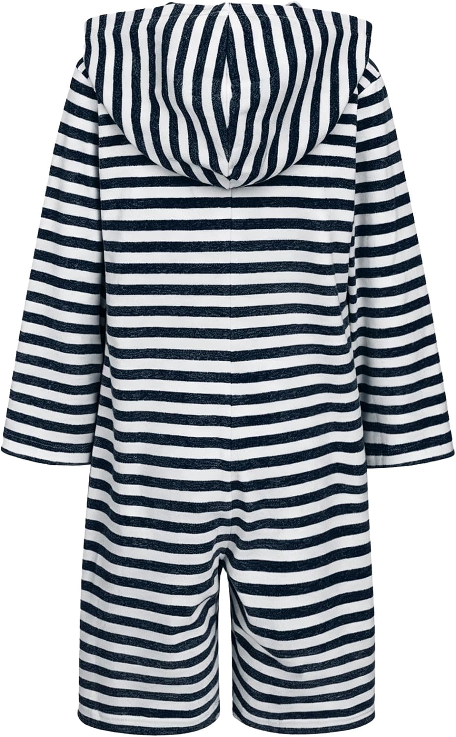 Jugaoge Boys Hooded Jumpsuit Stripe Anti-strip Adaptive Clothing | Long Sleeve Front Zipper Short-leg Jumpsuit Romper for Special Needs,Playground Activity,Family Gathering & Weekday Routine