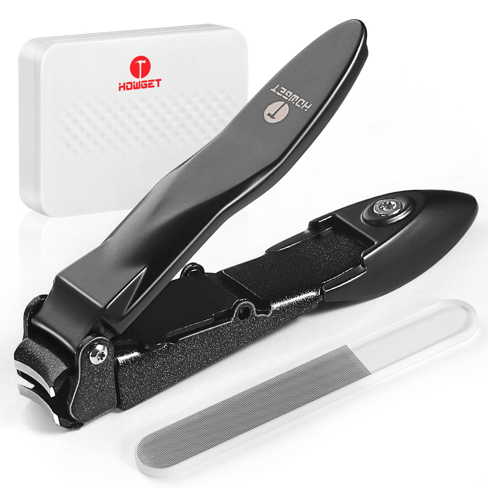 HOWGET Nail Clipper Splash Proof Built-in Case Stainless Steel Japan Patent