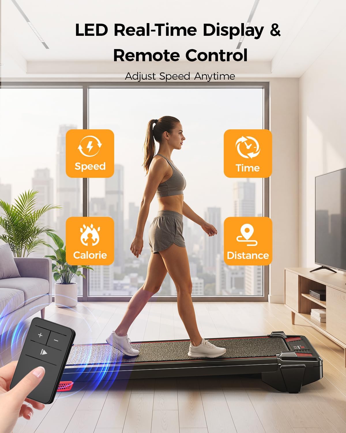 Walking Pad Treadmill, BestGod Incline Under Desk Treadmill 330lbs Capacity, 2.5HP Portable Treadmills for Home, Compact Treadmills Mini Running Machine with Remote Control