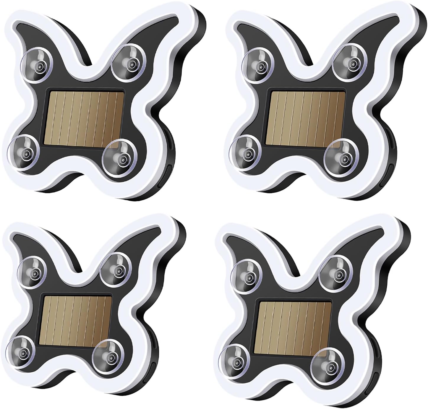 Car LED Ambient Light - Solar-Powered Butterfly -Shaped LED Neon Light, IP65 Waterproof, Switchable Modes, Romantic Car, Outdoor Decor, for Couples (Pink Blue Ice Blue Red 4pcs)