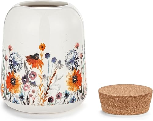 Vista 8 de DEMDACO Heartful Home by Tracy Pesche Collection - Tarro pequeño de cerámica con tapa de corcho, diseño de corazón rojo, puntos y rayas negras, 4.5