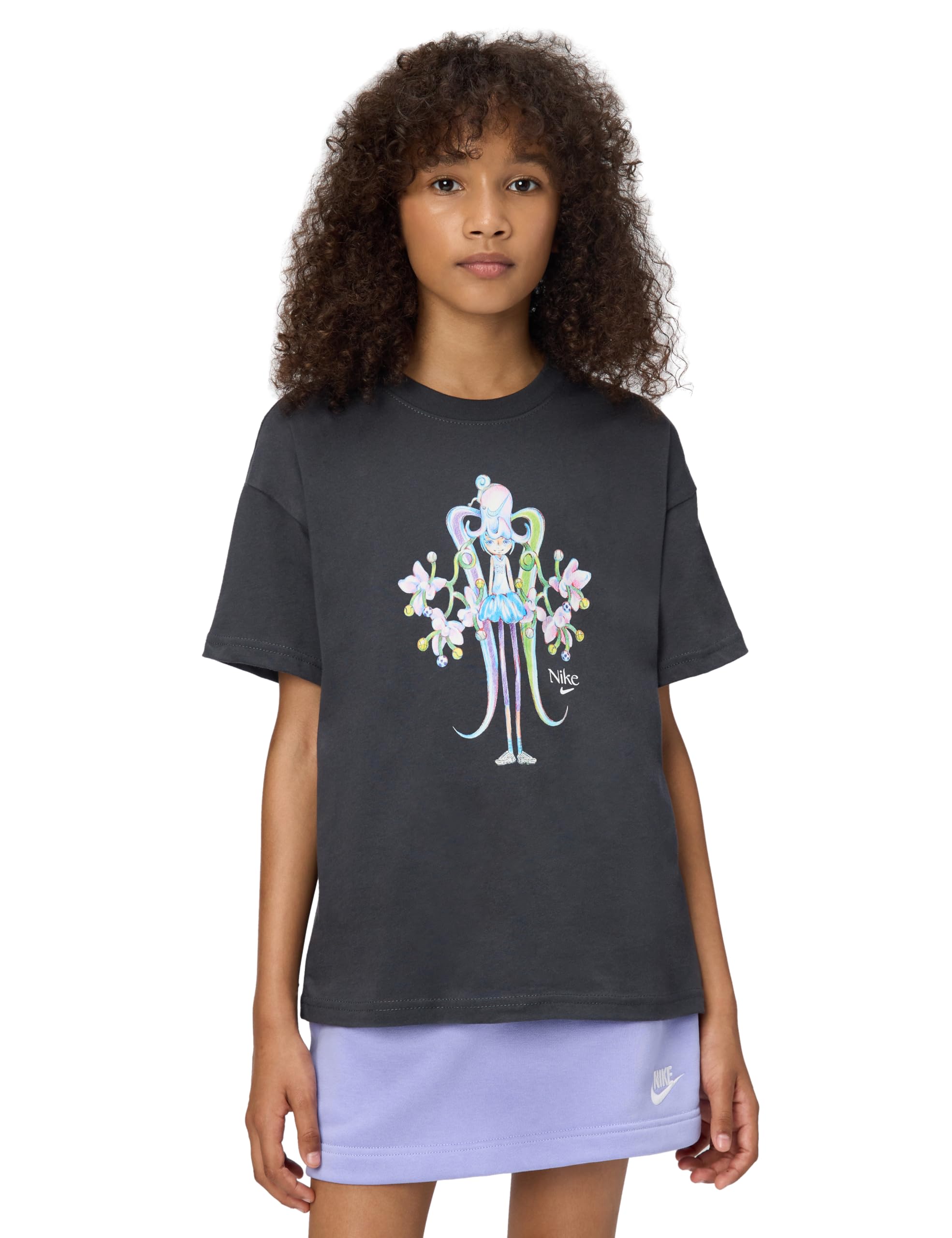 Nike Kids' (Girls') NSW Tee Loose Multi Sport, Anthracite, Medium