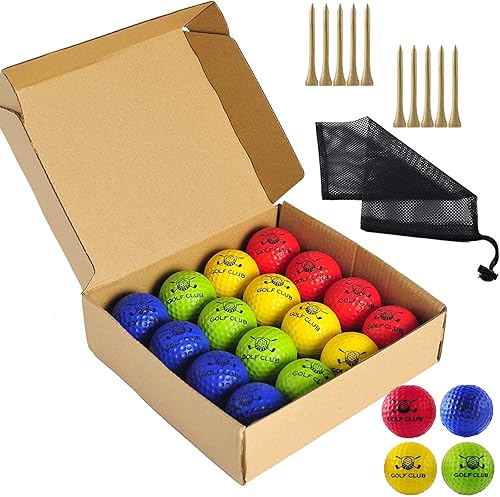 QQBALL 1640 Pack Foam Golf Practice Balls, 42 mm 4 Color Golf Training Balls with 10 Golf Ball Tees and Mesh Golf Ball Bag for Driving Range, Swing