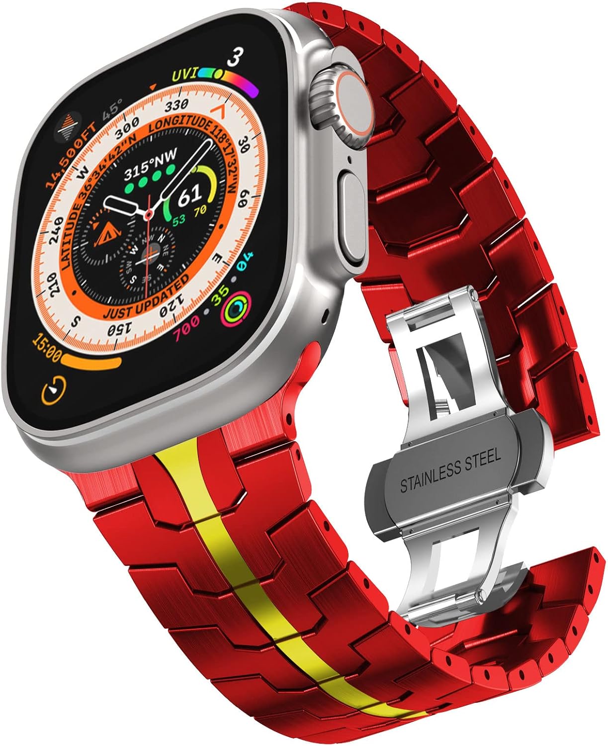 CHANCHY Stainless Steel Band Compatible with Apple Watch Ultra Band 49mm 45mm 44mm