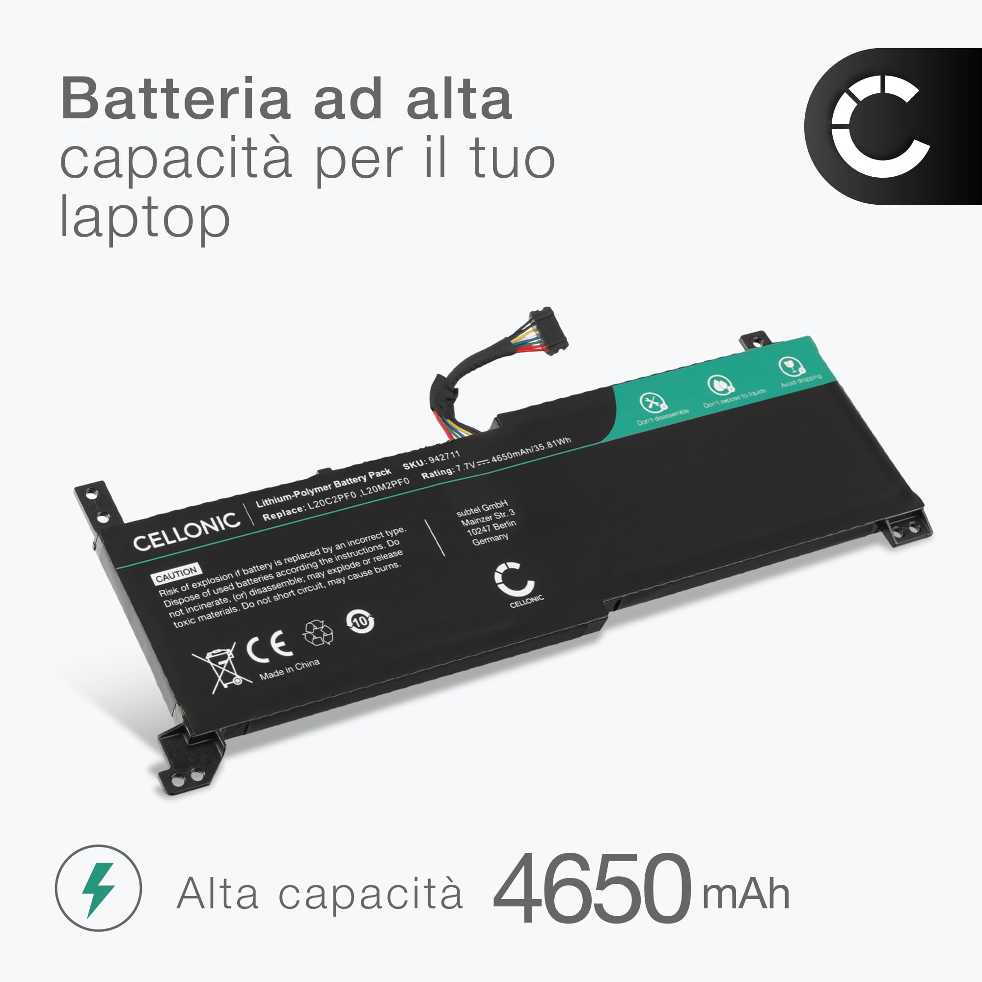 CELLONIC Batteria compatibile con Lenovo IdeaPad 3 15ITL6, 15ALC6, L20L2PF0