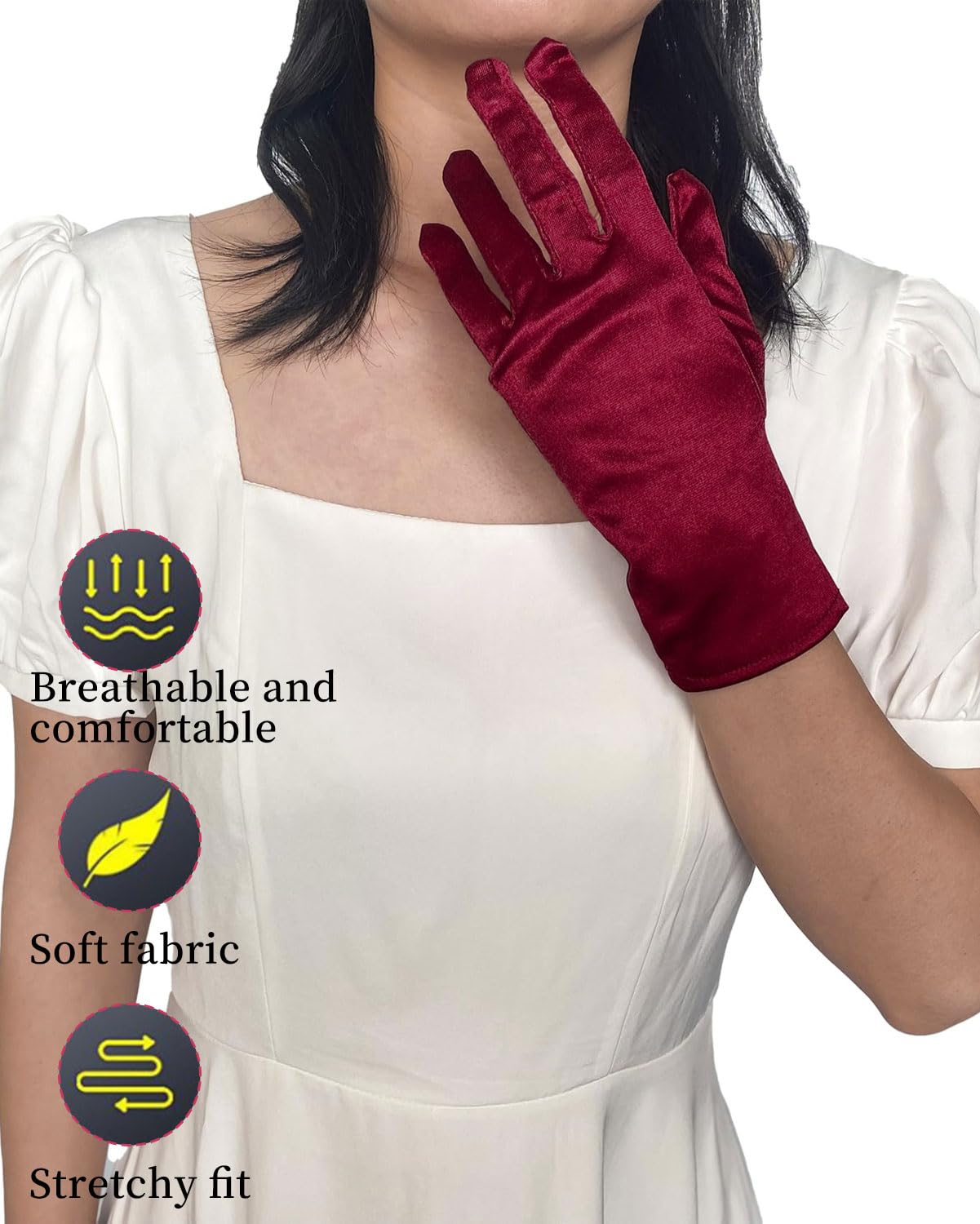 1 paio di guanti sottili in seta di ghiaccio autunnale e invernale, guanti rossi da equitazione e guida primaverili per allenamento e protezione solare, adatti anche per matrimoni