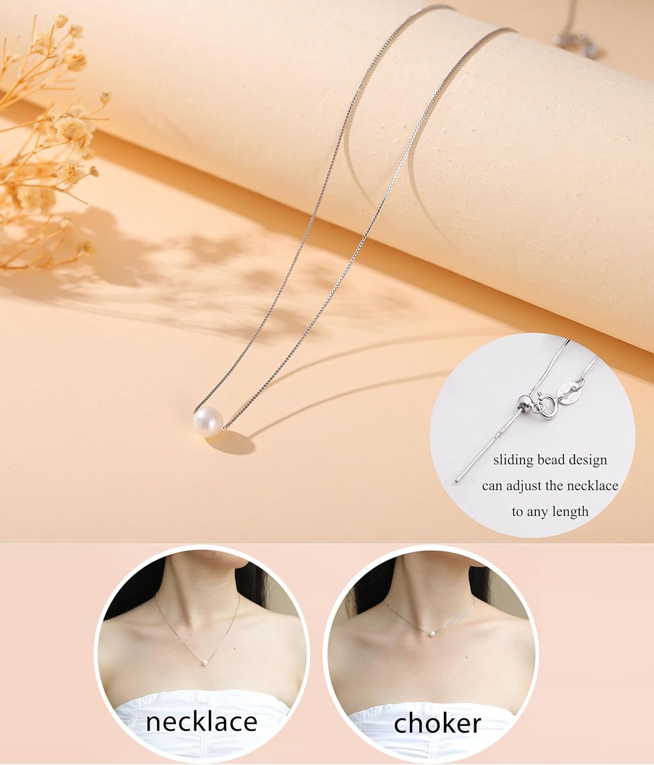 Retirement Gift for Woman S925 Sterling Silver Freshwater Pearl Necklace Happy Retirement Gifts with Card