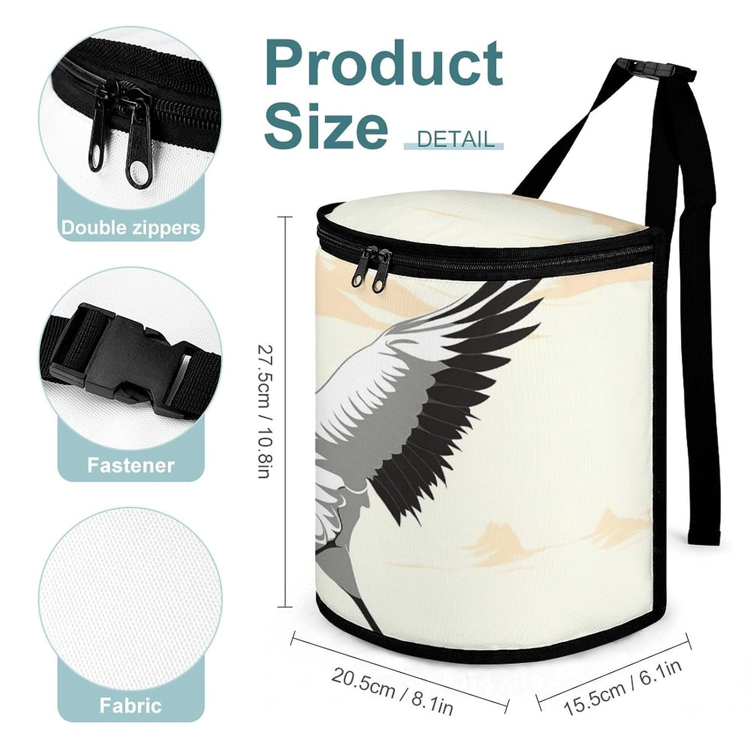 Hanging Car Trash Bag Japanese Crane Printed Car Garbage Storage Bag Leakproof Car Trash Can Portable Garbage Storage Bags