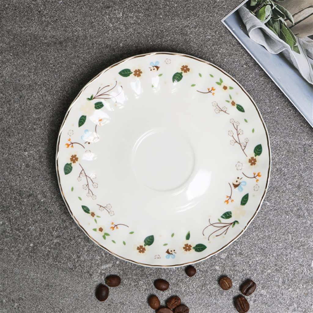 Fashion Little Flower Coffee Cup and Plate High Bone Porcelain Black Tea Cup and Plate Set Coffee Cup(E)