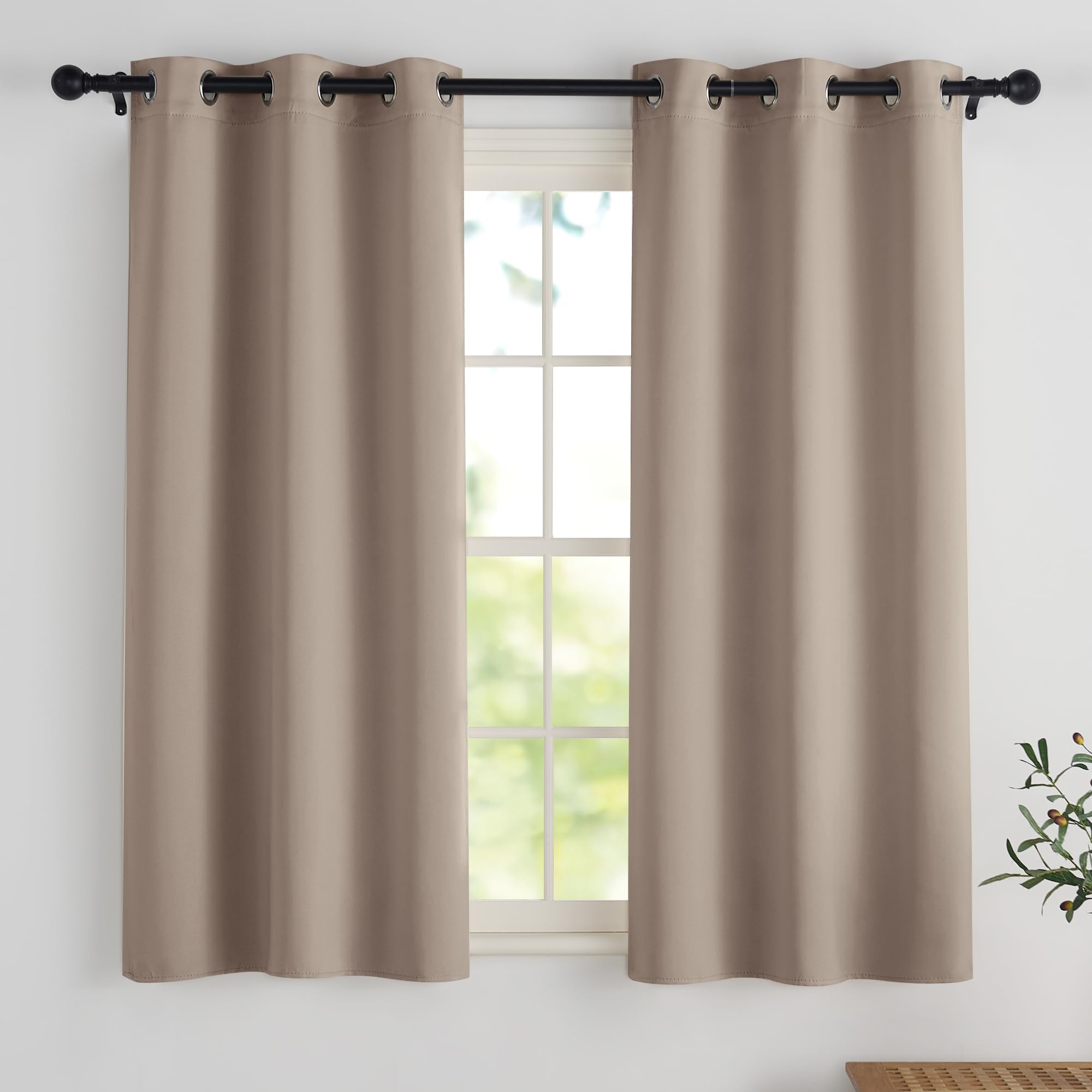Rideaux occultant court PONY DANCE 90x150cm | Lot de 2 brise-vue taupe clair