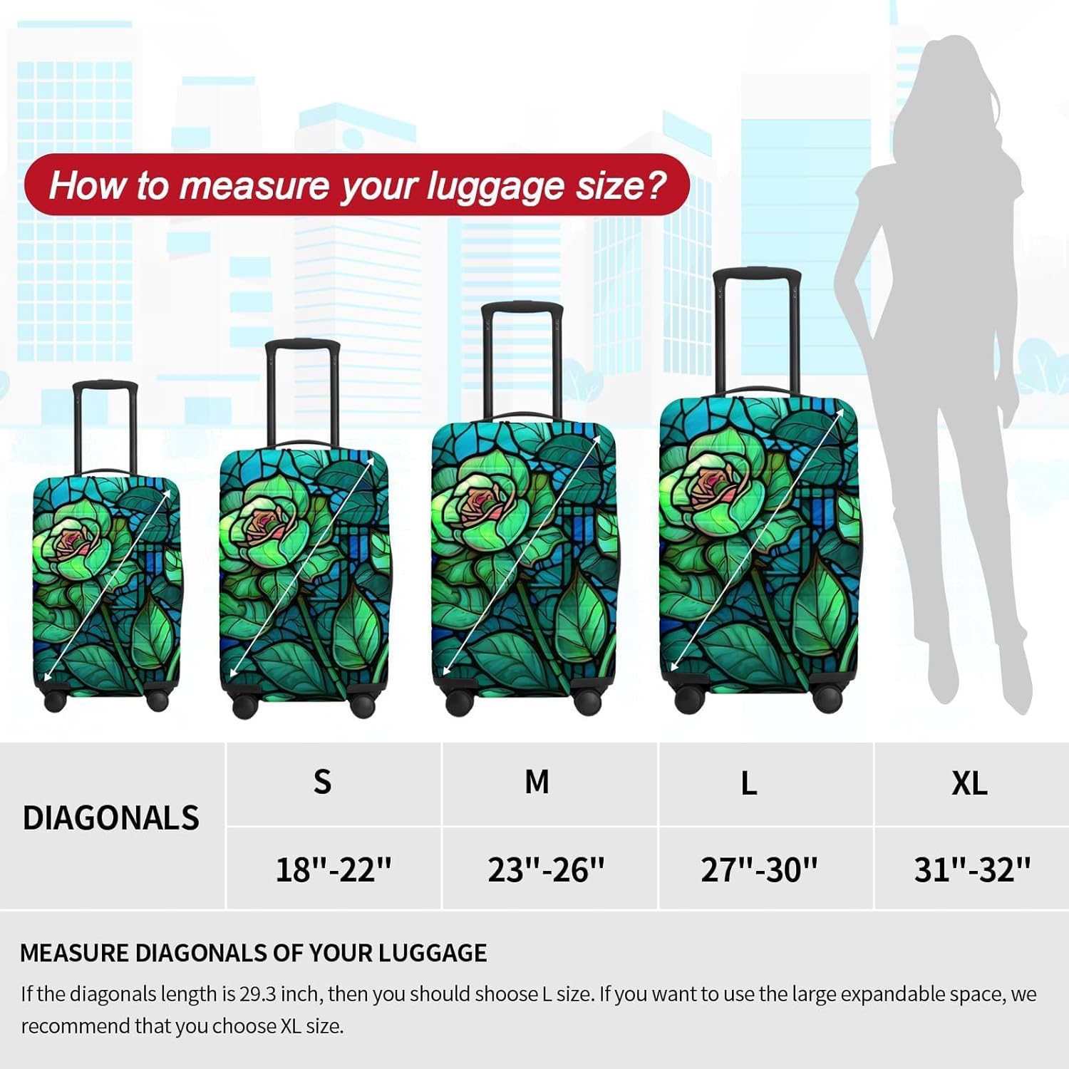 Luggage Covers For Suitcase TSA Approved, Suitcase Cover Protector Anti Scratch Dirt Fits 18-32 Inch Luggage