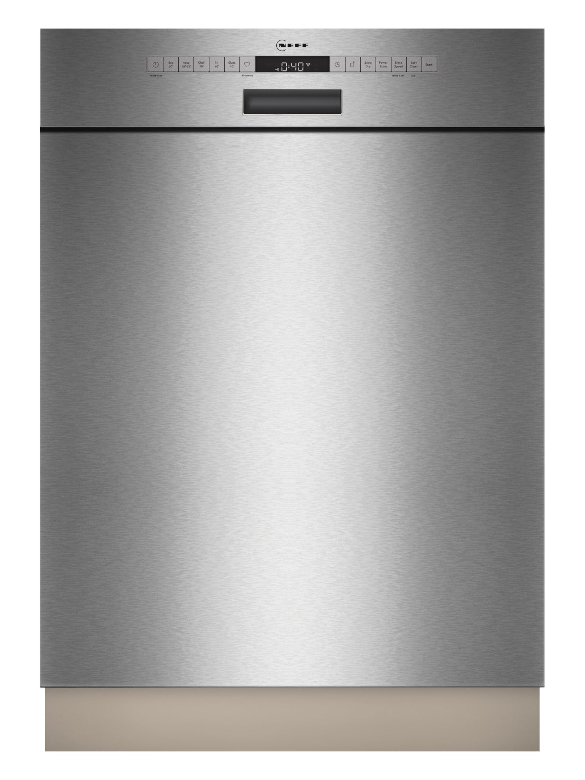 NEFF S125EBS16E, N 50, Smarter Unterbau Geschirrspüler 60 cm, Spülmaschine Made in Germany, Besteckkorb, sehr leise, Open Dry, starke Reinigung mit Chef 70ºC, Favoriten, Gebürsteter Stahl, Aqua Stop