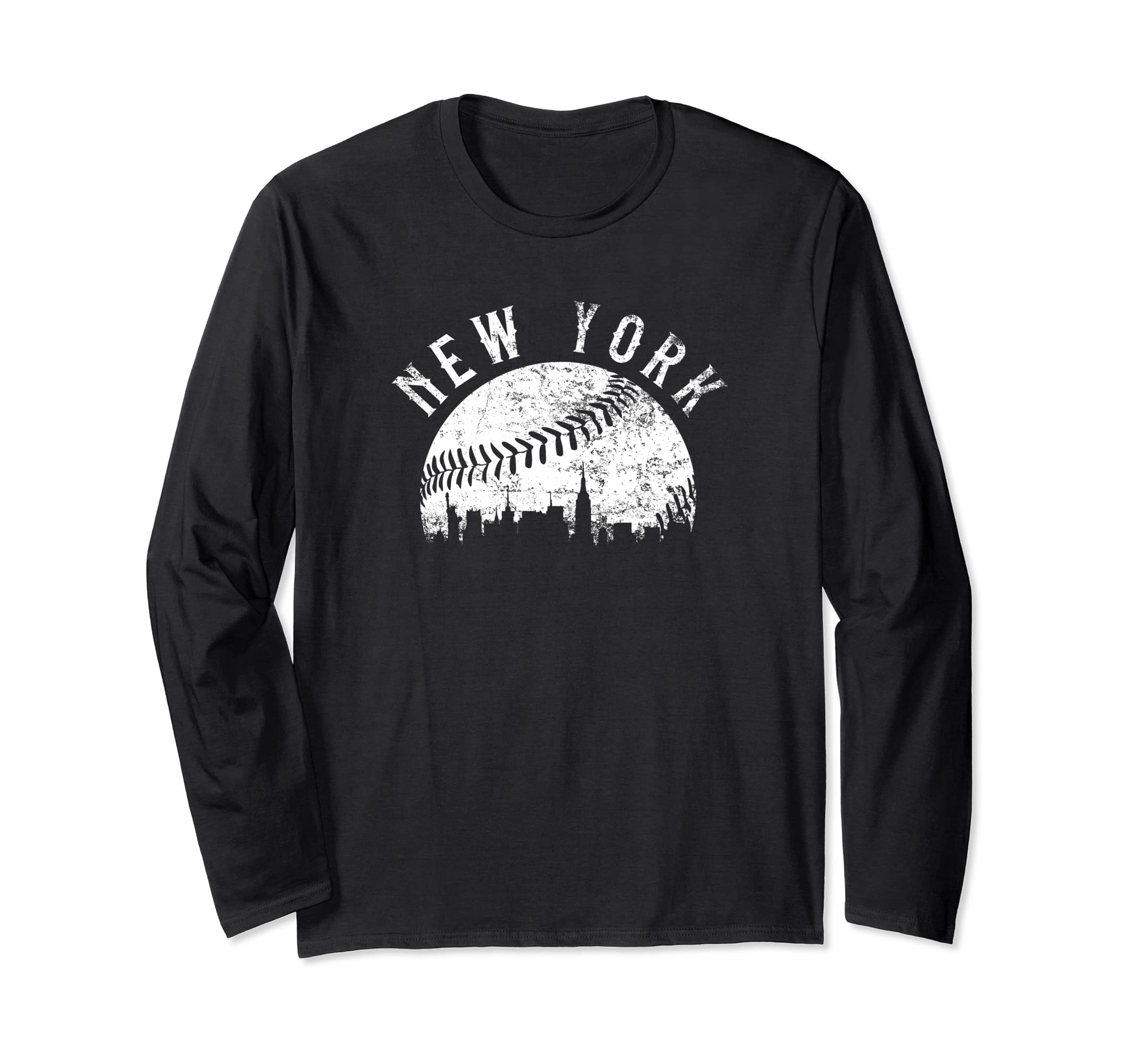 Vintage New York NY Skyline ApparelLong Sleeve T-ShirtOEKO-TEX STANDARD 100