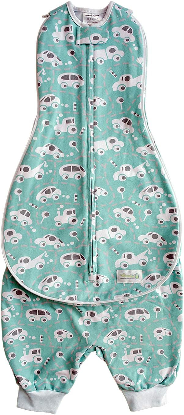 Woombie Grow with Me Baby Swaddle with Leggies, Sleepy Grey Chevron, 0-9 Months