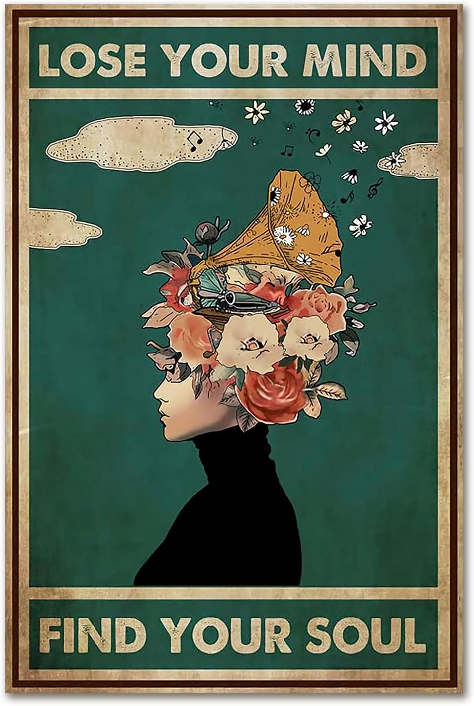 Lose Your Mind Find Your Soul Poster Mental Health Music Canvas Wall Art Poster Mental Vintage Canvas Print Painting Mental Health Awareness Wall Art Minimalist Artwork For Home Office Decor Unframed