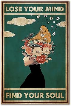 Lose Your Mind Find Your Soul Poster Mental Health Music canvas wall art Poster Mental Vintage canvas print painting Mental Health Awareness Wall Art Minimalist Artwork for Home Office Decor unframed