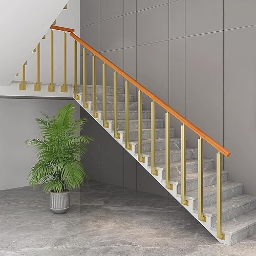 Miniatura 74 de 42/40/38/36/34in Square Stair Baluster Posts- 270° Adjustable Metal Railing Spindles with Flat Bracket Base and Screws Kits; Iron Posts are Suitable