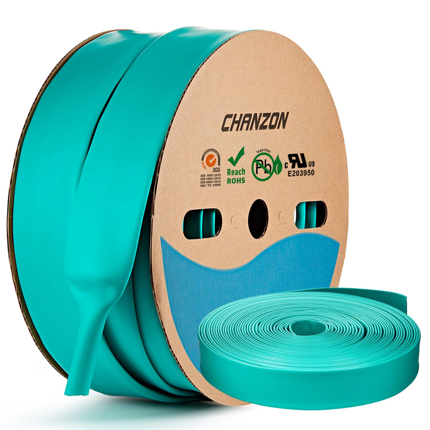 Chanzon 3:1 Ratio - 80ft Roll - Heat Shrink Tubing 1-1/4" (30mm) - Marine Grade Waterproof Adhesive Lined - (25M Total Length) Green Polyolefin Sleeving Wrap Shrinking 3 to 1 Ratio 1pcs