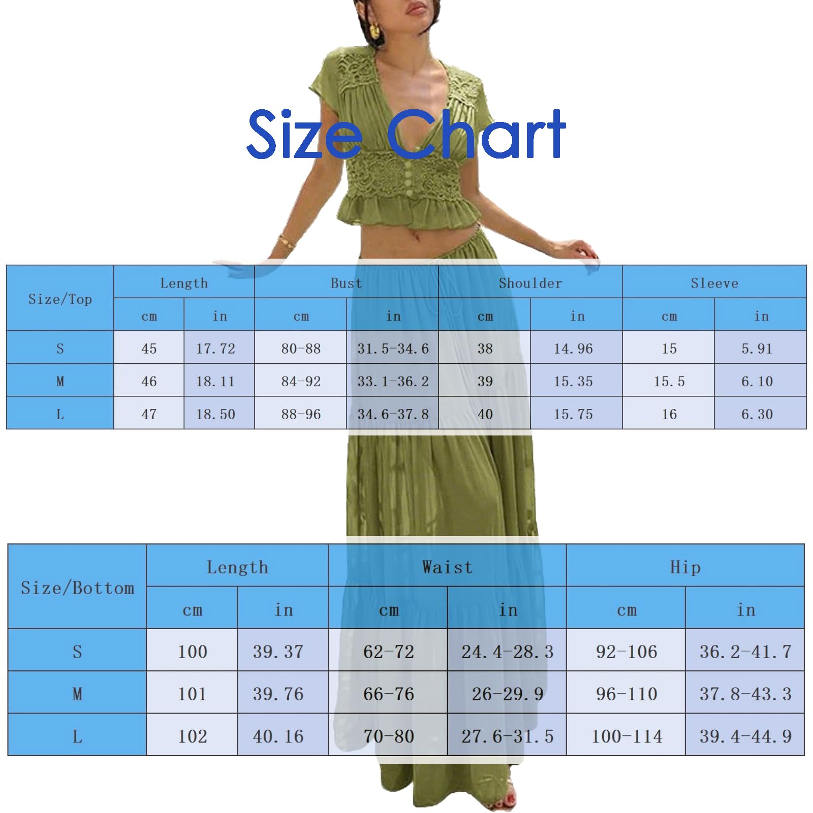 Ensemble D'éTé 2 Pièces Pour Femme Crop Top Sans Manches à Col V Profond Dentelle Et Volants et Jupe Longue à Cordon De Serrage