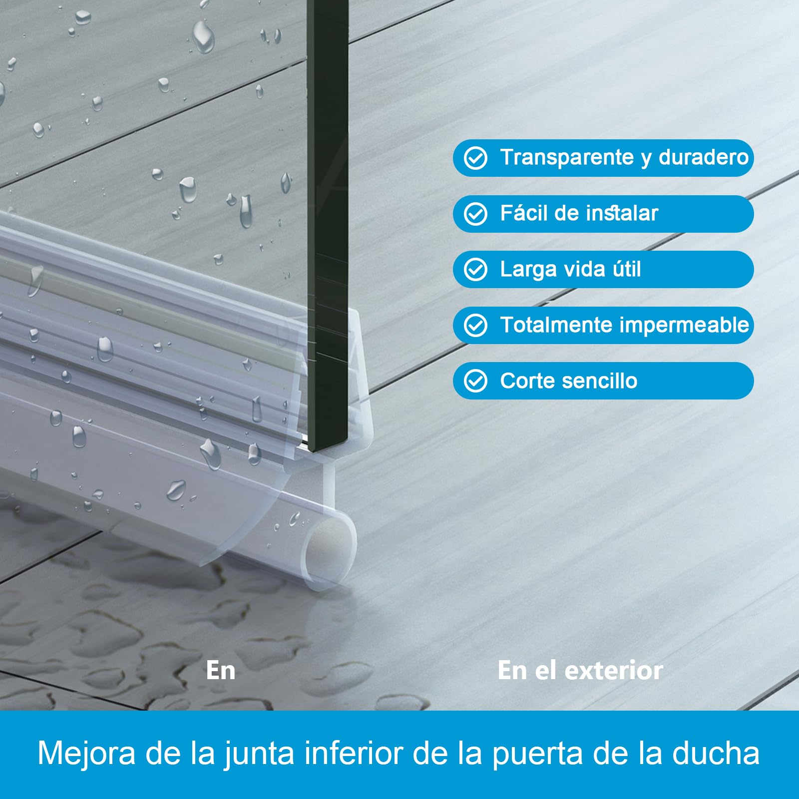 Heilmetz Juntas mampara ducha, longitud 600 mm, para mamparas de ducha de vidrio de 7-8 mm,Junta para mampara de ducha resistente al agua,cortable, fácil instalación (S02, 1 pieza)
