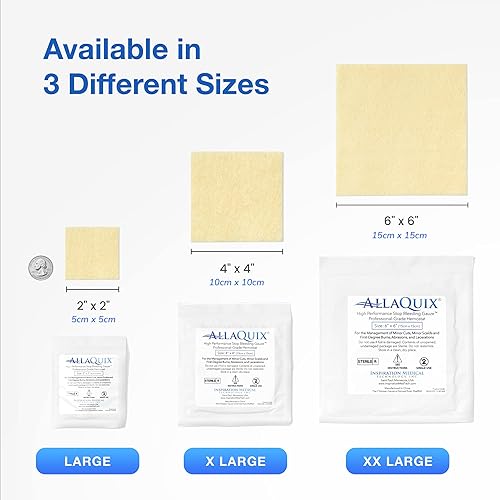 Miniatura 6 de Almohadillas de gasa de alto rendimiento para detener el sangrado, paquete de 10 (4 x 4 pulgadas), apósito hemostático para cortes y botiquines de