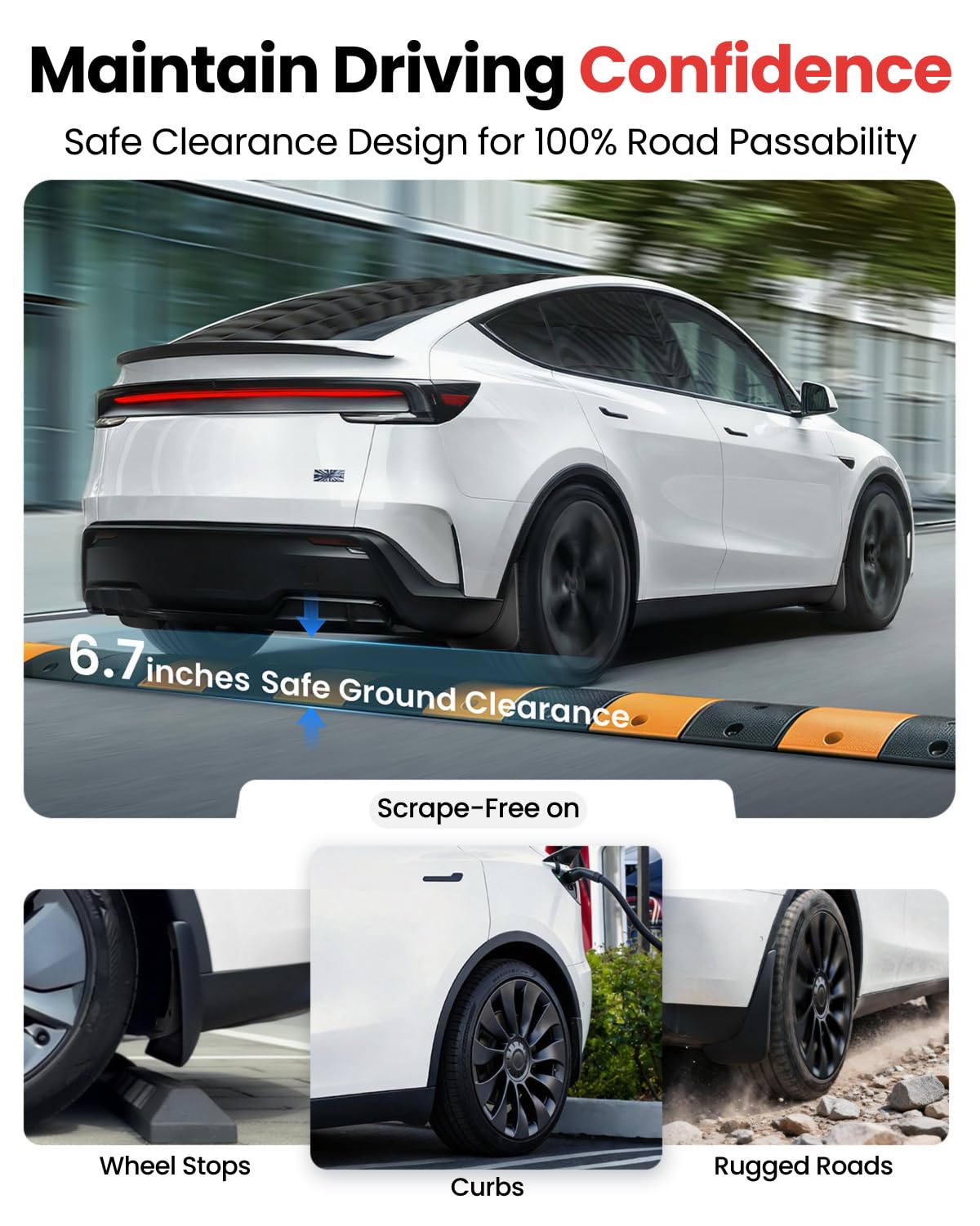 REEVAA 2025 Tesla nowy model Y Juniper akcesoria - klapki błotne [nie wymaga wiercenia] Zestawy korpusu osłony błotnej na każdą pogodę do Tesli Nowy Model Y 2025 2026, czarne (zestaw 4 szt.)