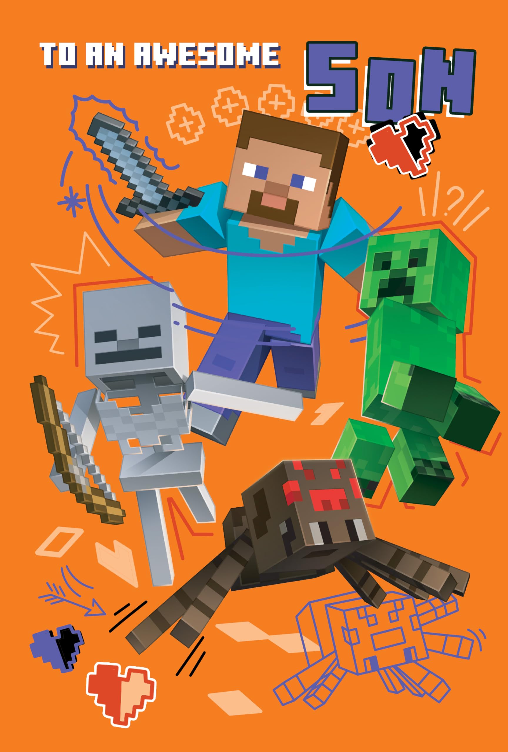 Danilo Promotions Ltd MINECRAFT BIRTHDAY CARD, HAPPY BIRTHDAY SON, CARD FOR SON, MINECRAFT LOVER CARD