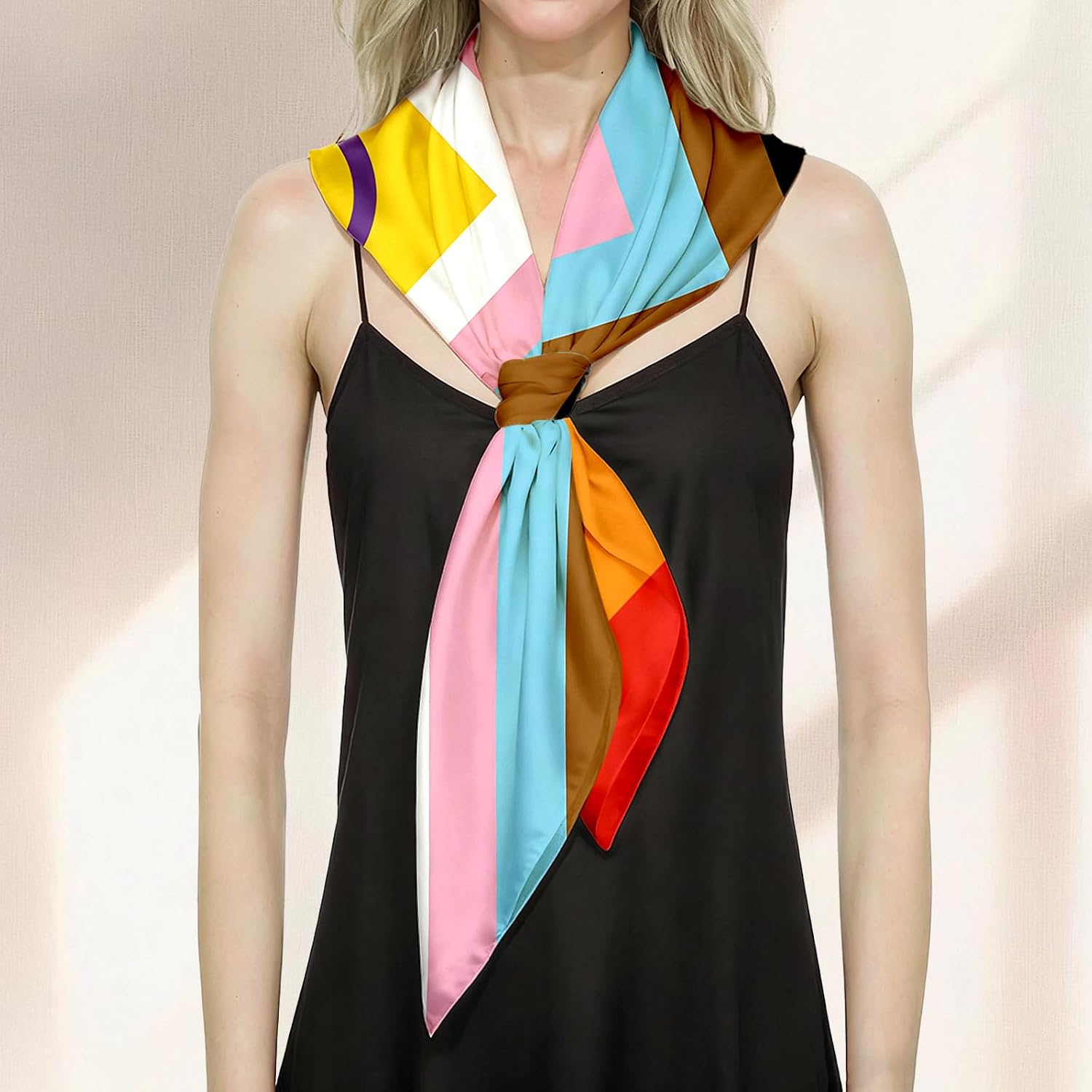 Fashion Head Scarf for Women Silk Scarf Large Square Sleeping Wrap Satin Neck Bandana for Gift 27.5 x 27.5 inches image 5