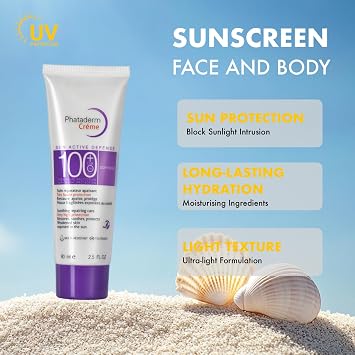 2Pcs SPF 100 Sunscreen, Broad Spectrum UV Protection for Face & Body | Long-Lasting Hydration, Lightweight & Non-Greasy Formula, Sweat & Water Resistant Sun Cream