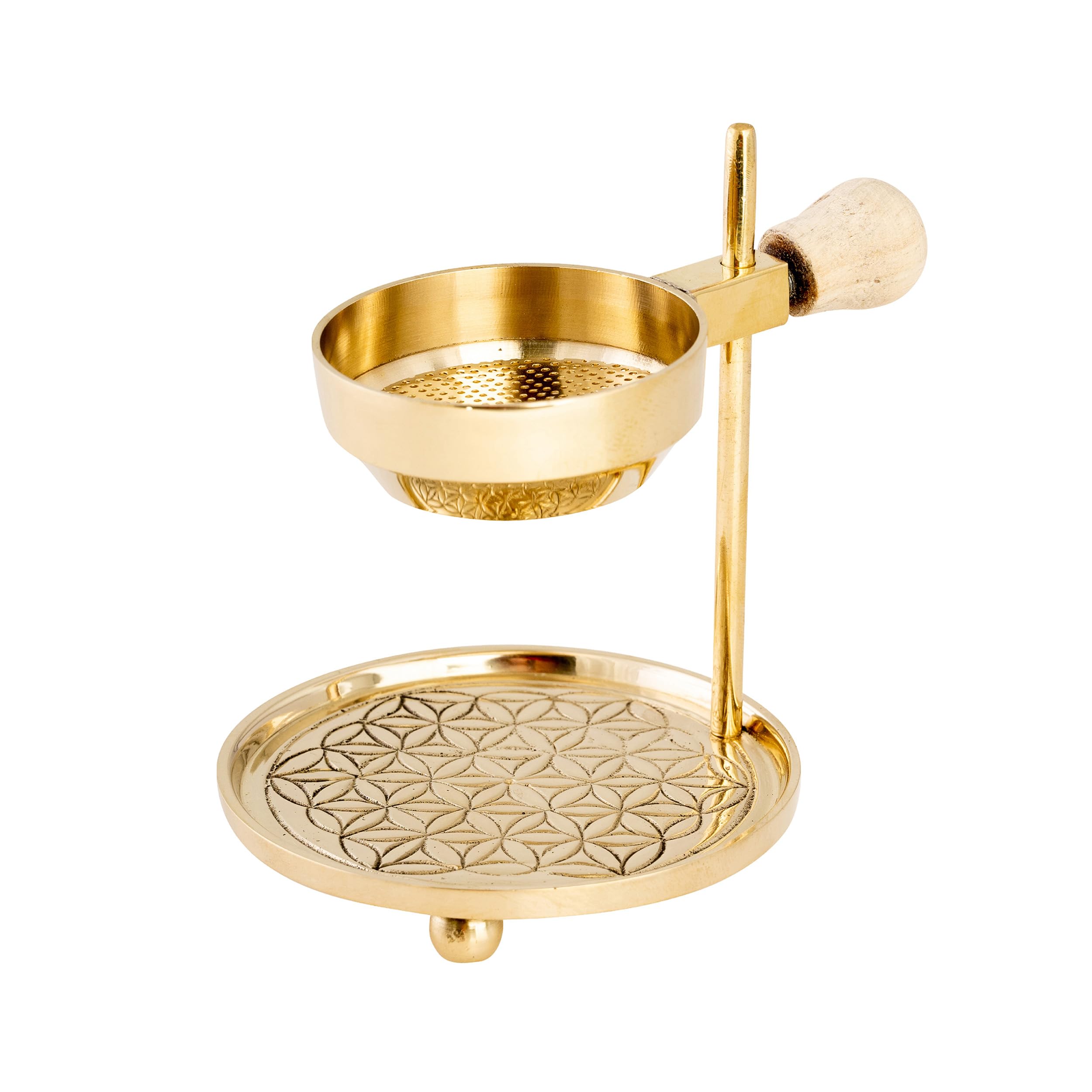 NKlaus 15866 Tea Light Incense Burner Gold Flower of Life Adjustable Height 11 cm