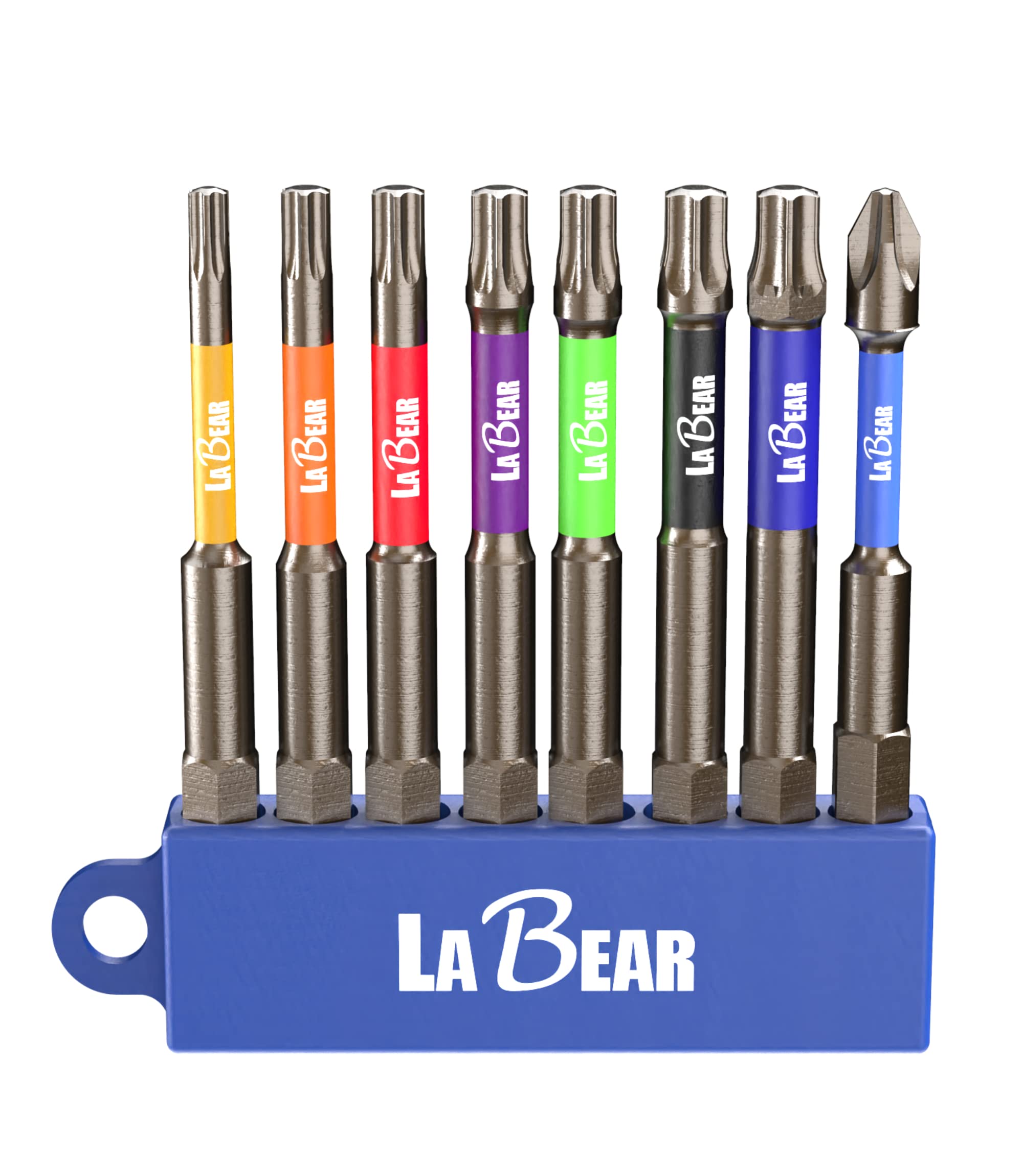 Labear 8Pcs Power Torsion Bit Set 2.95" Long T10 - T40 Star & Phillips Ph2, Magnetic, 1/4" Hex Shank