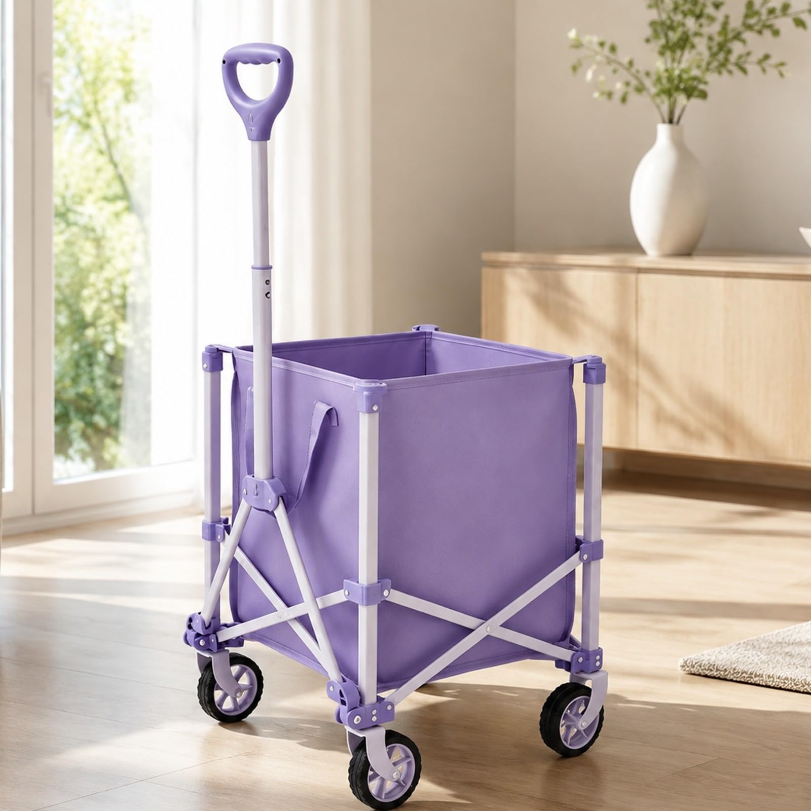Sharplace Utilitario con Bolsa la Extraíble Carrito para Recados Plegable Vagoneta Carga con Mango Ajustable para Apartamentos, Púrpura
