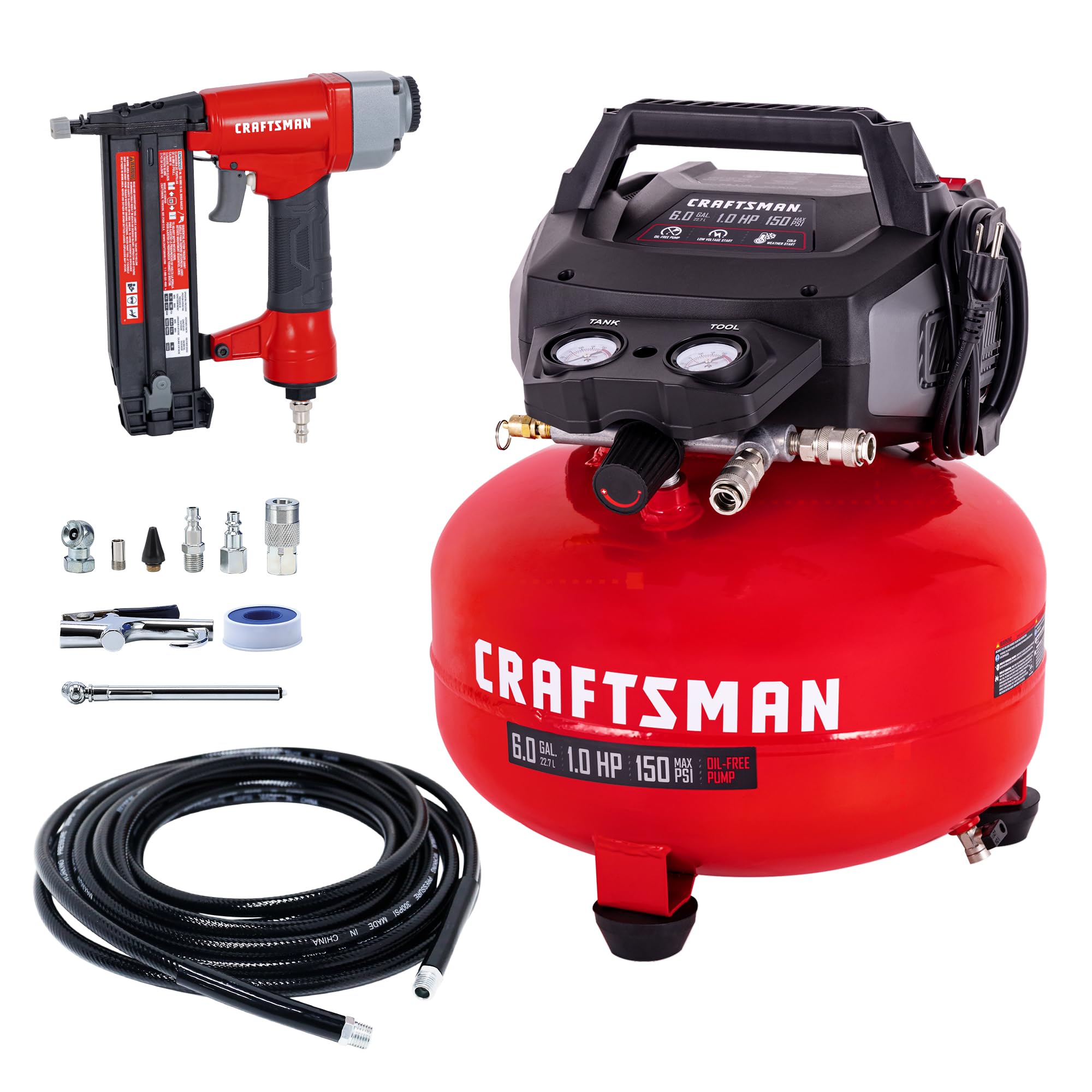 Photo 1 of CRAFTSMAN 6 Gallon Pancake Air Compressor, Oil-Free, 150 PSI Kit