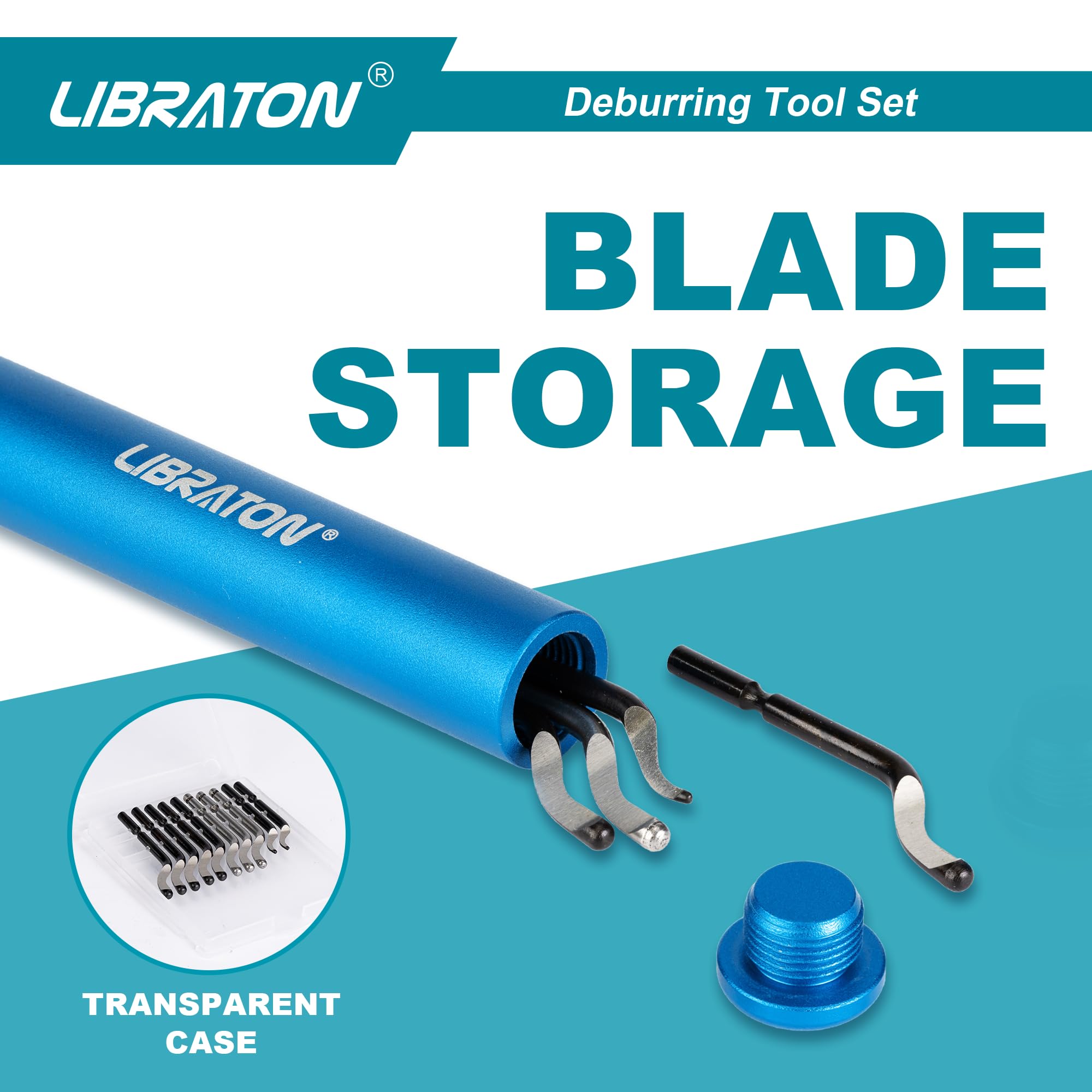 Libraton Ebavureur Outil D'ébavurage, Ebavurage Manuel avec 11 Lames en Acier Rapide, 360 Degrés Rotatif Burr Remover, Kit Deburr pour l'impression 3D, Aluminium, Plastique, PVC, Cuivre et Acier