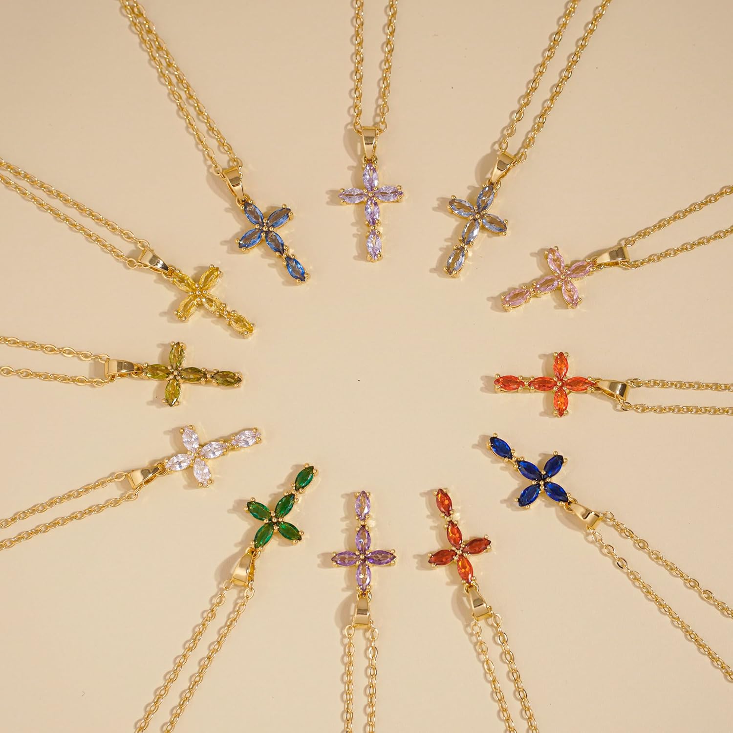 Cross Necklace for Women 14K Gold Plated Cross Necklaces Dainty Gold Birthstone Cross Jewelry for Women - Image 6