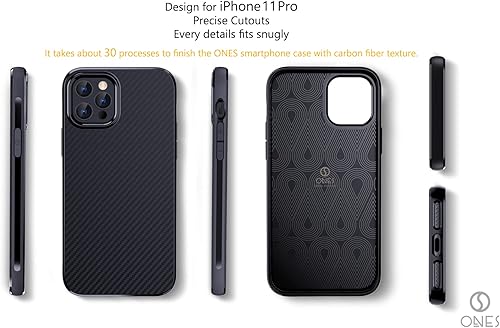 Miniatura 9 de ONES Funda ultrafina para iPhone 11 Pro  Textura de fibra de carbono Prevención de huellas dactilares Protección de cámara y pantalla Absorción de