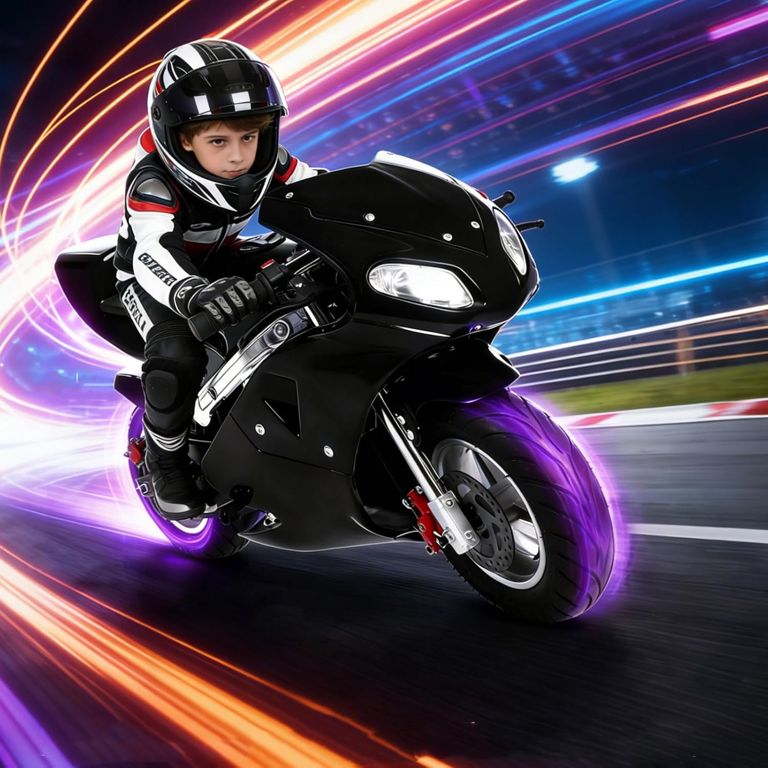 2 Stroke 49cc Adult and Kids Mini Motorcycle Pocket Bike Pocket Rocket Motorcycle Compact Bike Dual Headlights Kids Gasoline Motorcycle