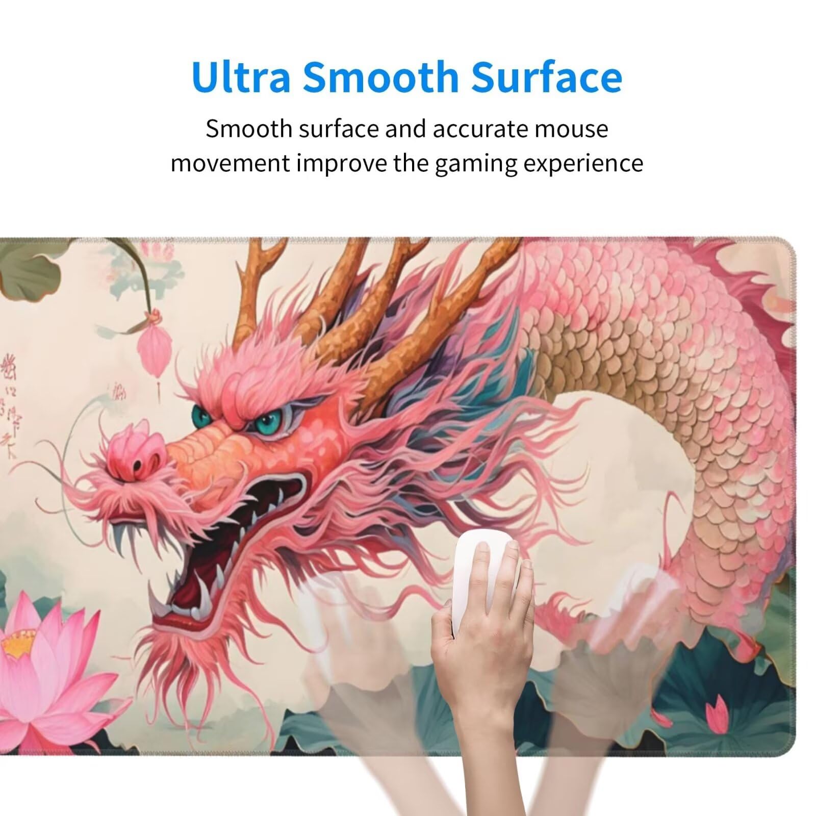 Alfombrilla Ratón Rosa Alfombrilla Ratón XXL 1600 x 800 mm, Rosa Mouse Pad Gaming con Bordes Cosidos, Impermeable Mousepad Base de Goma Antideslizante Duradera, Mouse Pad para Oficina Accesorios Q352