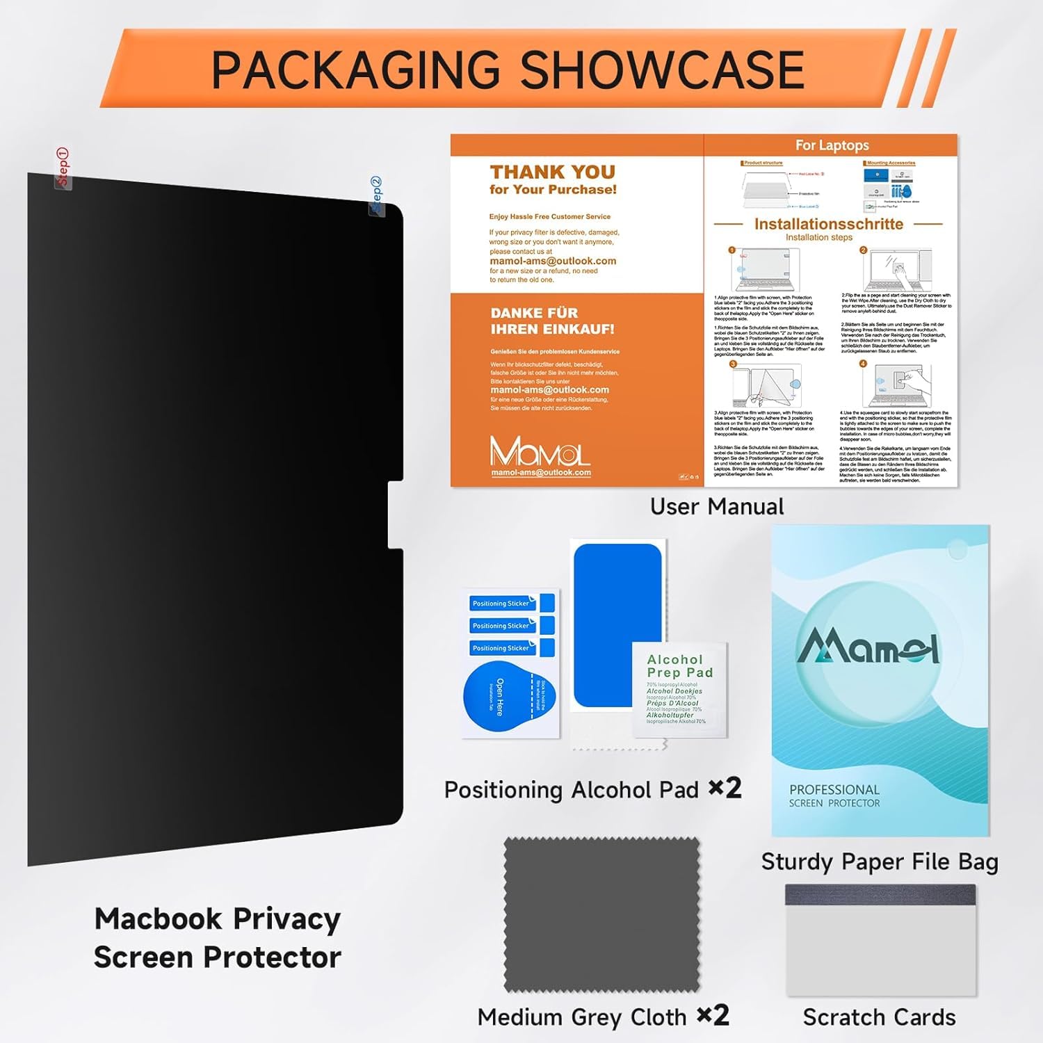Mamol 360° Filtro de privacidad para MacBook Air de 13,6 pulgadas M5 2026,M4 2025,M3 2024,M2 2022, Filtro antiespía y azul de luz, filtro de privacidad para Mac de 13,6"