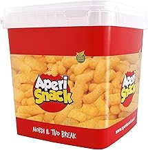 Aperisnack AP03.040.04 SMILES CHEESE Bucket 350 g - Corn Snacks, Cheese Croissants, Non-Fried and Gluten Free. Savory Snacks and Snacks Ideal for Aperitifs and Parties