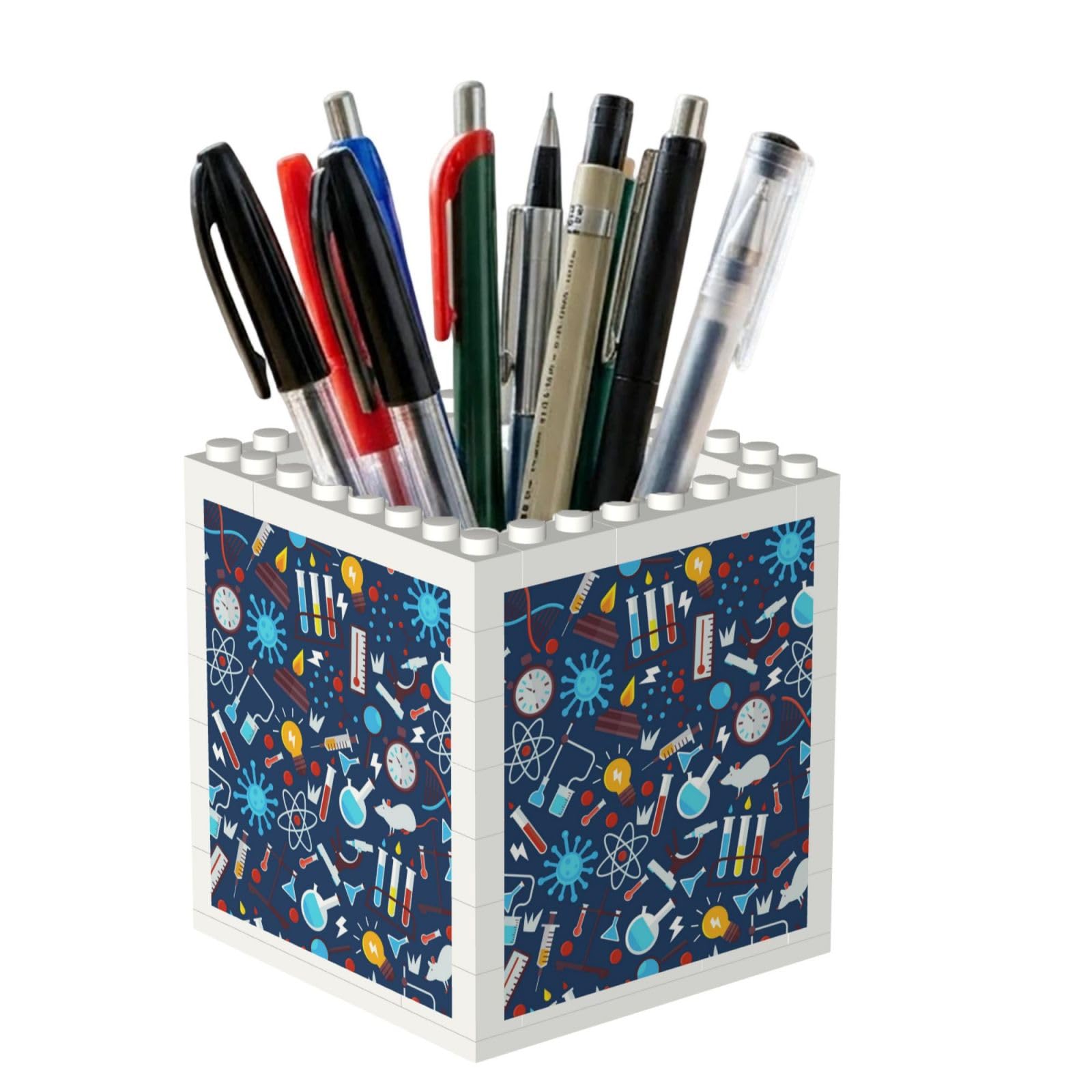 Poadnly Chemistry Pattern, Pen Pot Pencil Holder for Office Home School, Compact Desk Organiser for Office Stationery