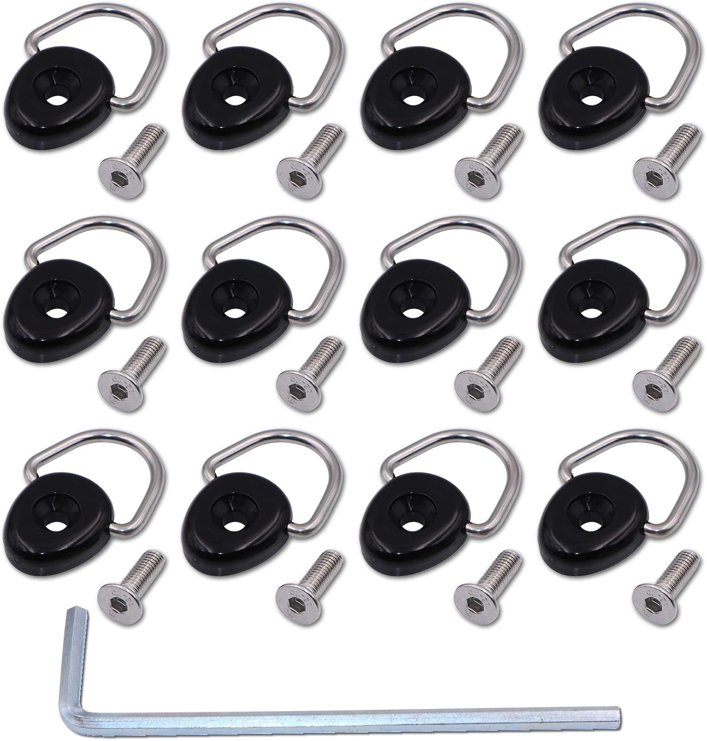 METER STAR 12 Pack of Fishing Rigging D-Ring Kayak with 304 M6 Screw Kit for Boat Canoe Kayak,Give Free Install Tools (Square) : Sports & Outdoors