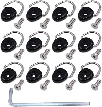 METER STAR 12 Pack of Fishing Rigging D-Ring Kayak with 304 M6 Screw Kit for Boat Canoe Kayak,Give Free Install Tools