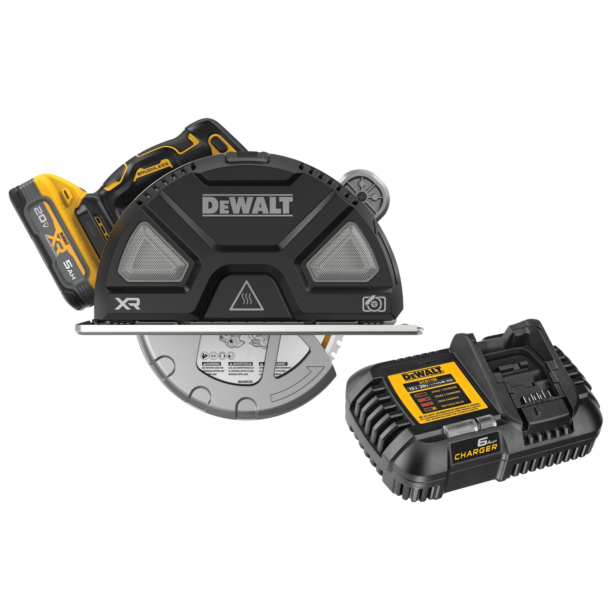 DEWALT 20V MAX XR 7-1/4 Inch Metal Cutting Circular Saw Kit with Circular Saw Blade, Battery and Charger Included (DCS383H1)