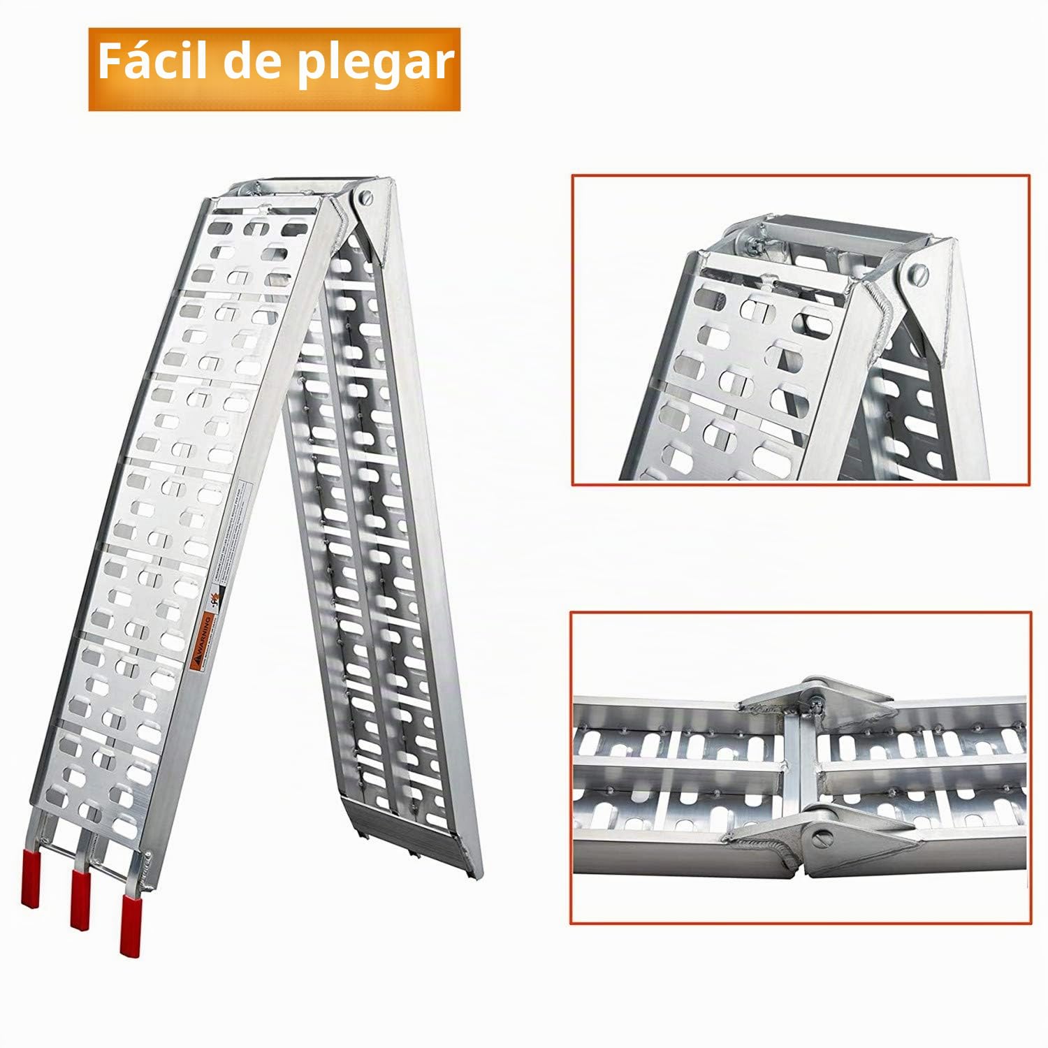 Gimisgu 2 rampas de carga plegables de aluminio, 680 kg, con 2 correas tensoras, rieles antideslizantes, para motocicleta, ATV, quad, coche