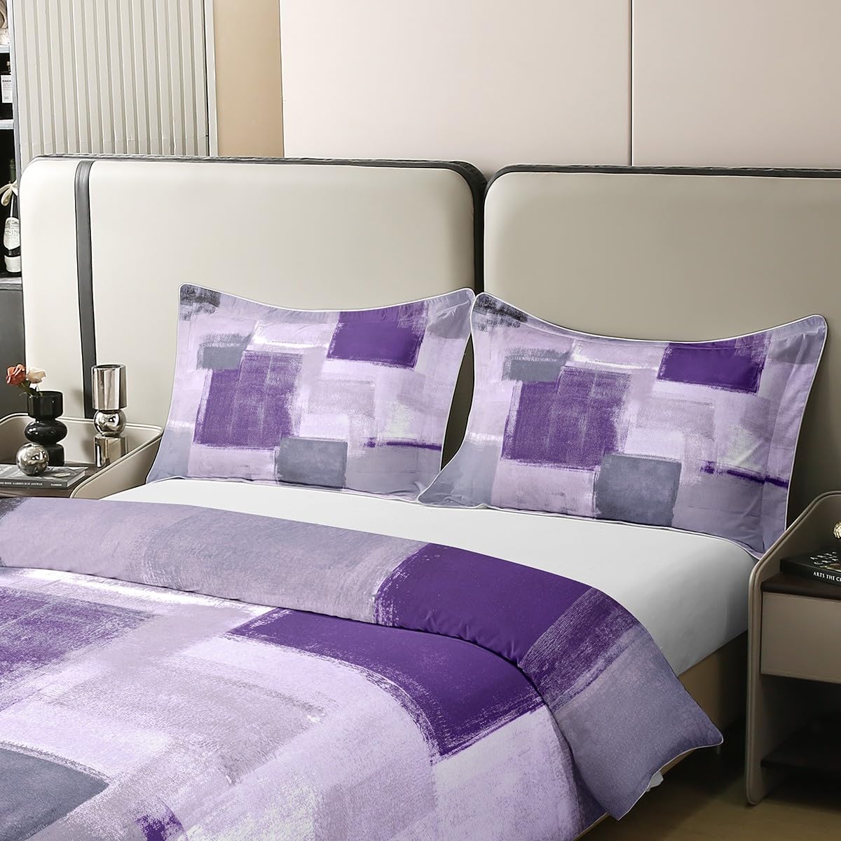 Homewish 100 Percent Cotton Purple Watercolor Duvet Cover Super King,Gradient Bedding Set for Kids Boys Girls,Ombre Tie Dye Bed Sets with 2 Pillow,Abstract Grunge Comforter Cover Soft - Image 4